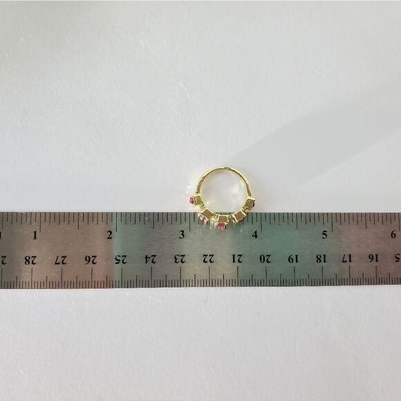 Red Ruby & Clear White Baguette Diamond Ring on 925 Silver - Women's - Picture 8 of 8